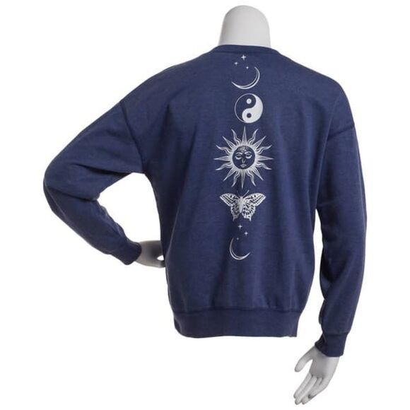 🔸️NWT Tru Self Blue Celestial Long Sleeve Sweatshirt Large - Picture 2 of 14